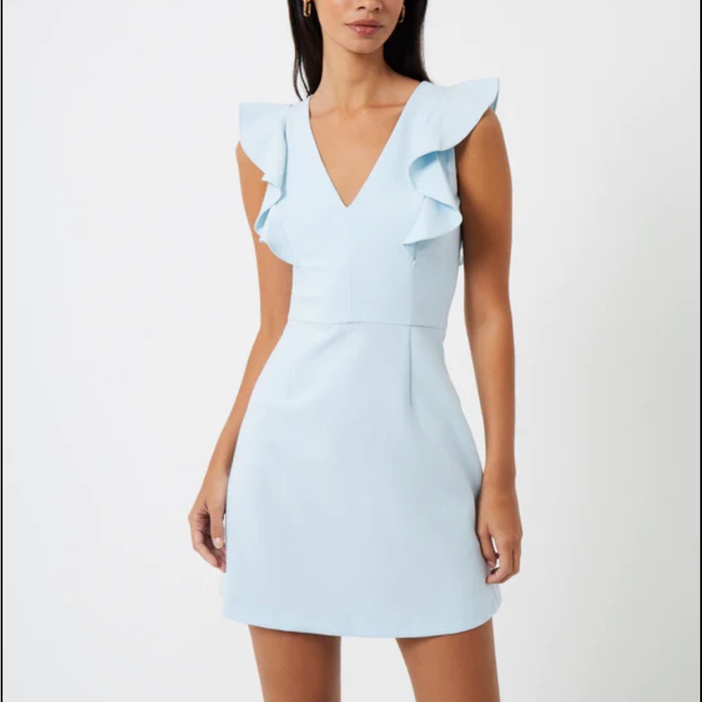 French Connection Ruffled V-Neck Mini Dress